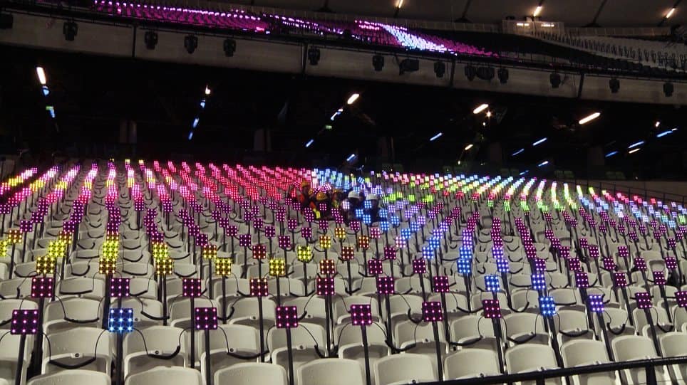 Stadium seats with LED screens